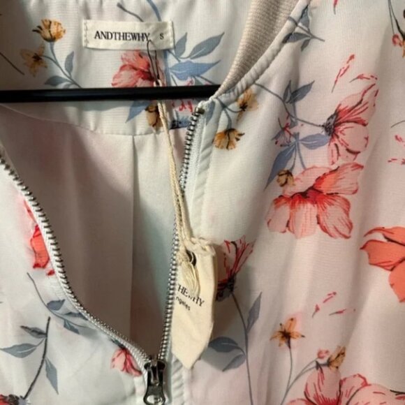 Floral Bomber Jacket with Red and Blue Accents - Picture 3 of 4